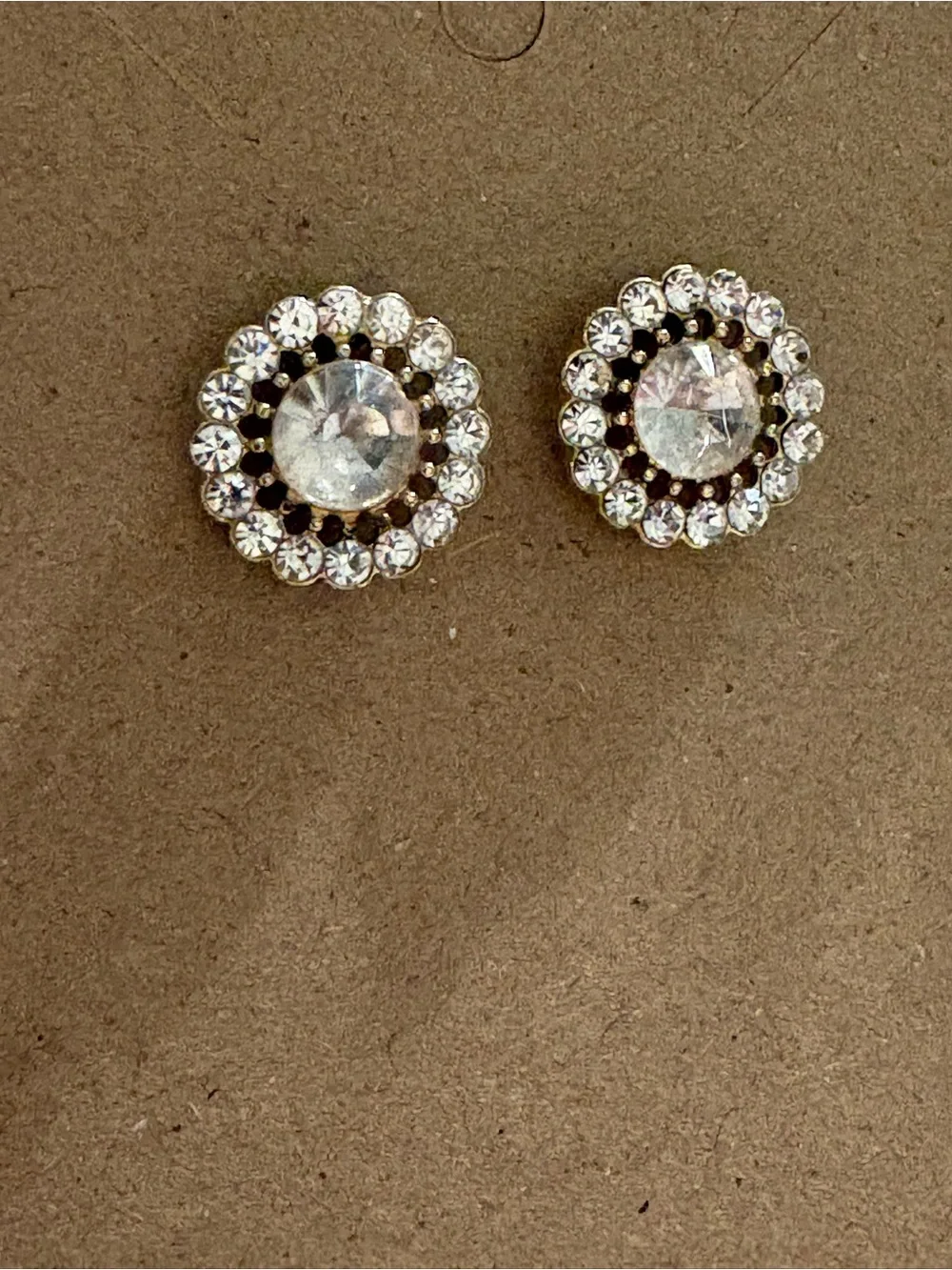 Crystal Halo Stud Earrings - Gold Tone